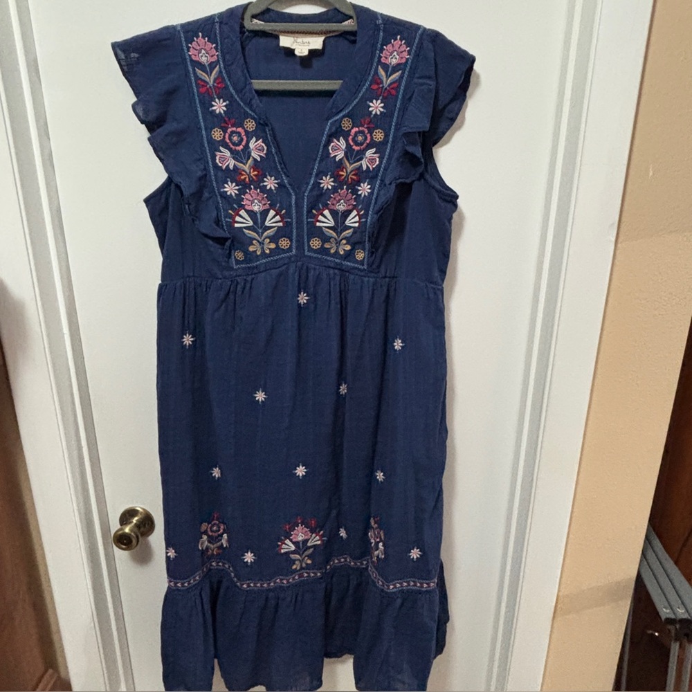 100% cotton Maxi Nurture by  Westbound Peasant Boho Festival Dress Embroidery Lg